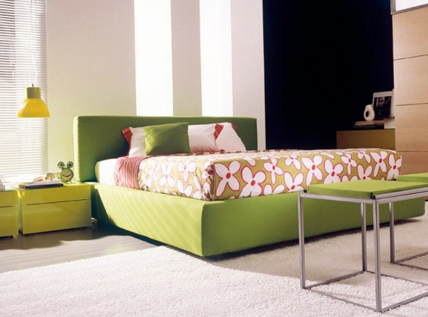 Double bed with upholstered fabric podium Yasmin, Bontempi Casa