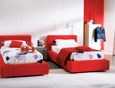 Single bed with upholstered fabric podium Yasmin, Bontempi Casa