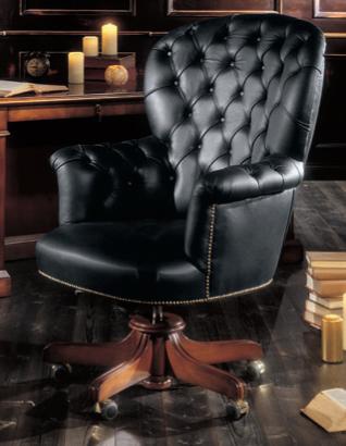 Chair swivel leather upholstered Queen, Bianchini
