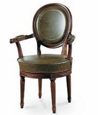 The chair frame is made of solid wood upholstered in leather 5261, BTC