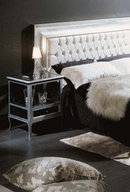 Bedside table with frame from solid wood with top in mirrored glass 6001/18