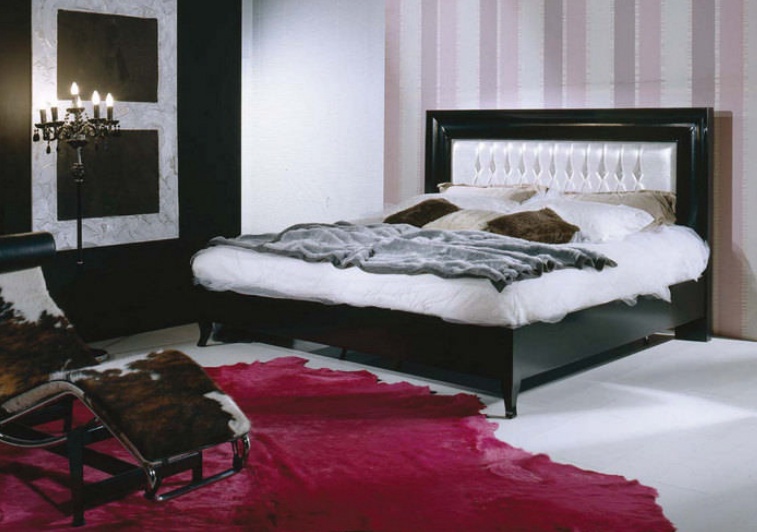 Double bed frame solid wood leather 6005/26, BTC