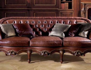 Three seater sofa in leather upholstery, Angelo Cappellini