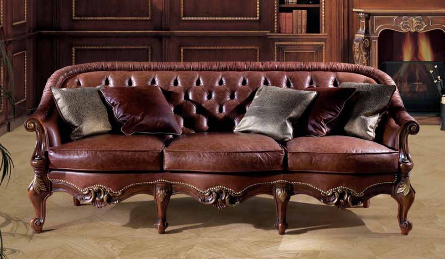 Three seater sofa in leather upholstery, Angelo Cappellini