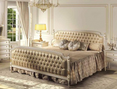 Double bed in fabric Salieri, Angelo Cappellini (bed with headboard)