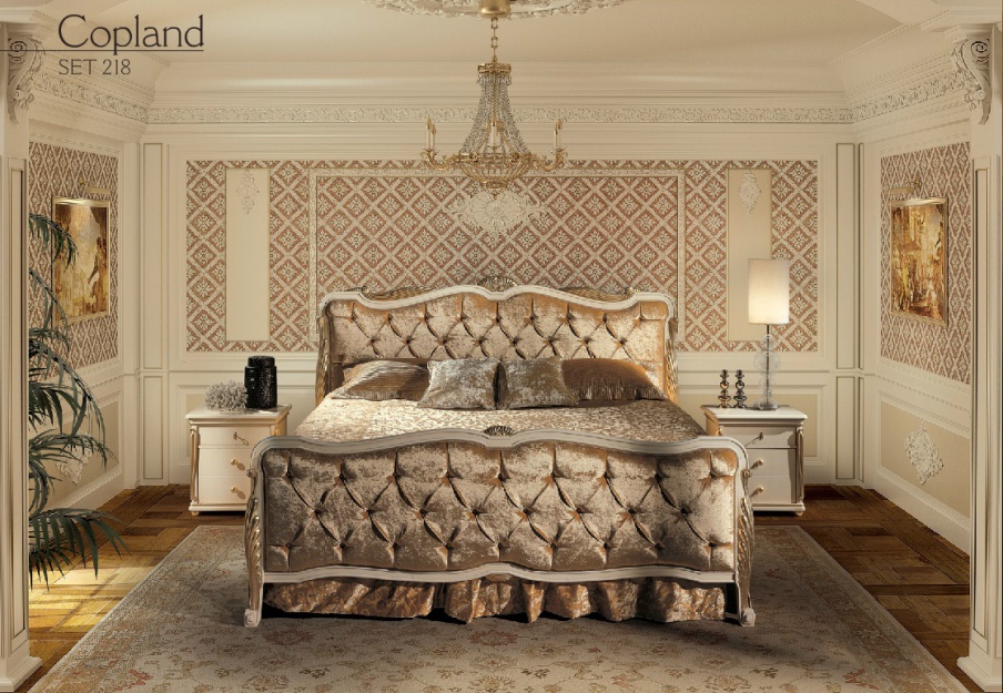 Double bed with shaped headboard Copland, Angelo Cappellini