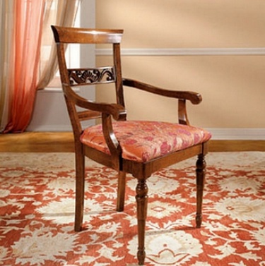 Chair with armrests on a frame of wood covered with a cloth E610, BTC
