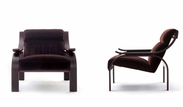 Chair with armrests, Woodline - Arflex