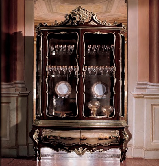 Showcase with hinged doors and drawers, Bakokko