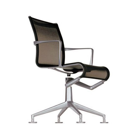 Armchair with frame in extruded aluminium and coated polyester or leather Meetingframe, Alias 