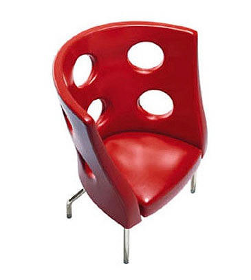 Chair with legs of chromed steel and the upholstery of textile fabric Monoflexus, Alias