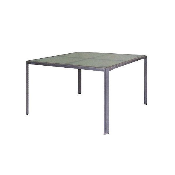 Dining table with frame in steel and table top glass Outdoor table, Alias 