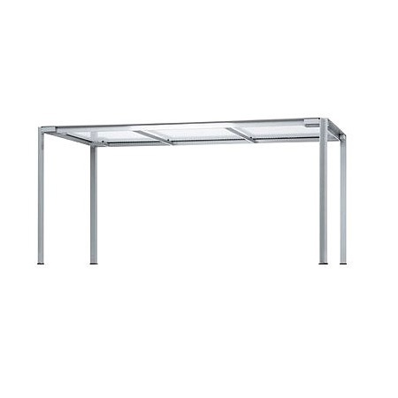 Dining table with frame in steel and table top glass Outdoor table, Alias 