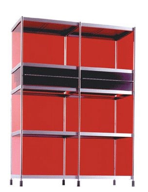 Bookcase with frame in extruded aluminium SEC, Alias
