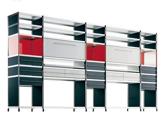 A rack with a frame made of extruded aluminium SEC, Alias