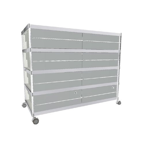 A chest of drawers with frame in extruded aluminium and metal shelves SEC, Alias