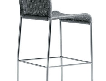 Bar stool with seat and back made of PVC and steel frame Agra, Accademia
