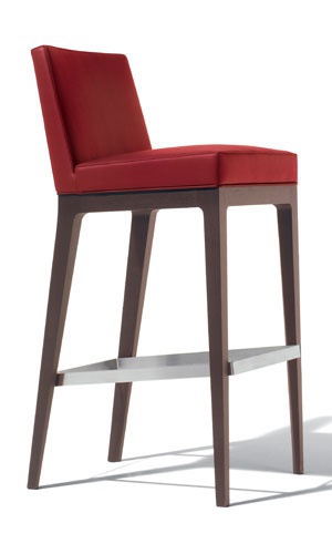 Bar stool with wooden frame and upholstered in leather or textile fabric Greta, Accademia