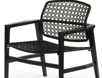 Chair with wicker seat and back and frame of solid wood Patio, Accademia