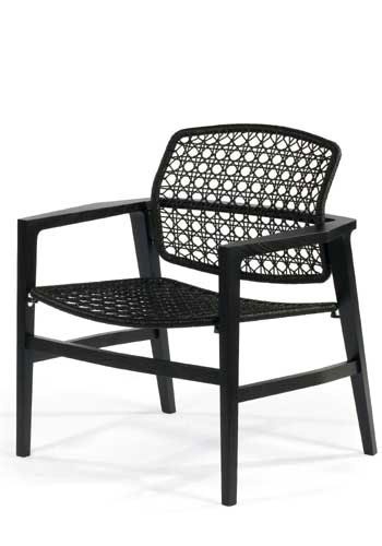 Chair with wicker seat and back and frame of solid wood Patio, Accademia