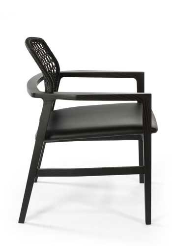 Chair with a frame made of solid wood and wicker back Patio, Accademia