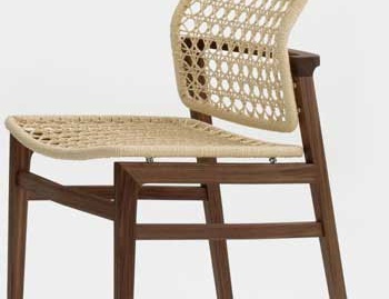Chair with a frame made of solid wood and wicker back and seat Patio, Accademia