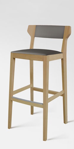 Bar stool with frame in solid wood, Scarlet, Accademia