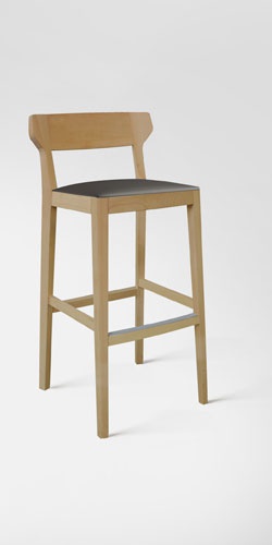 Bar stool with frame in solid wood, Scarlet, Accademia