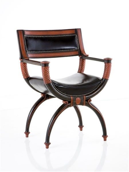 Armchair with wooden frame upholstered in leather 332, Calligaris