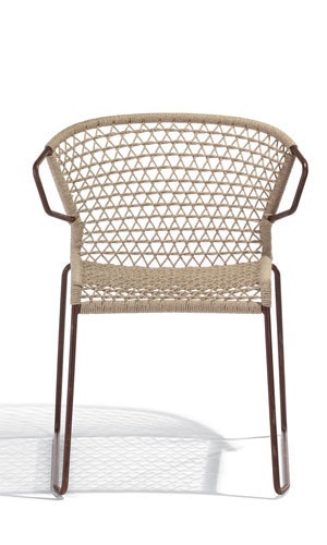 Chair with wicker seat and back and frame from Vela metal/Corten, Accademia