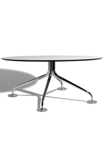 Dining table with base in steel and top made of wood or plastic Agratable, Accademia