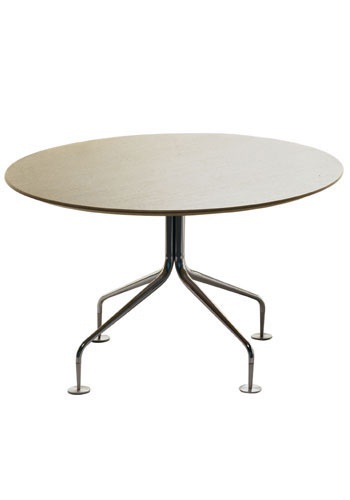 Dining table with base in steel and top made of wood or plastic Agratable, Accademia
