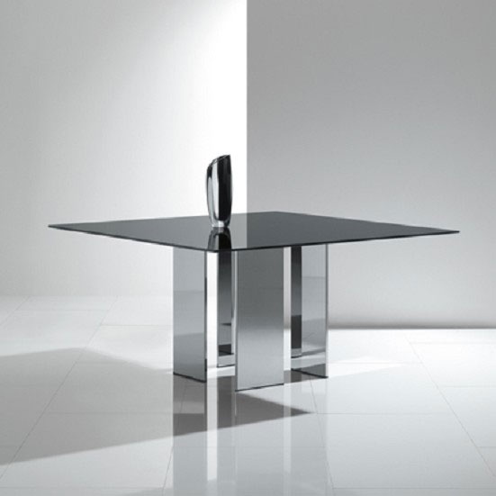 Table with stainless steel base and top made of glass Eyon, Acerbis International