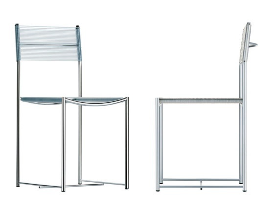 Chair with seat and back made of PVC and the frame of steel Spaghetti, Alias 