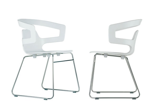 Chair with seat and back in plastic and frame made of stainless steel Segesta, Alias