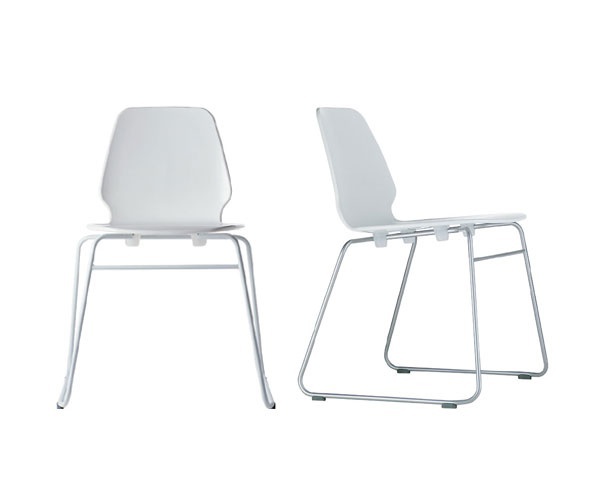 Chair with seat and back in plastic and frame made of stainless steel Selinunte, Alias