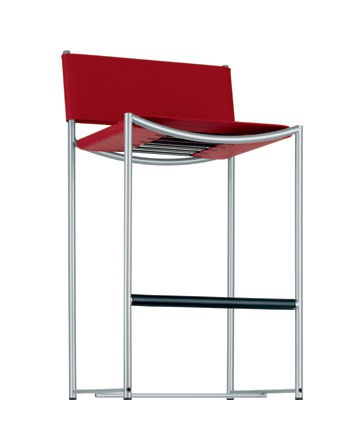 Bar stool with seat and back made of PVC and the frame of steel Spaghetti, Alias