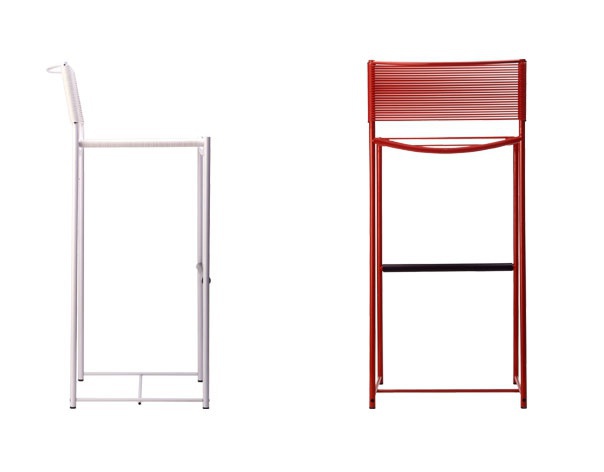 Bar stool with seat and back made of PVC and the frame of steel Spaghetti, Alias