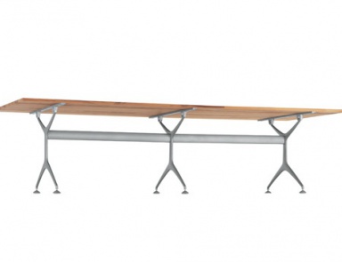 Table with frame made of aluminum and a table top of teak wood Teak, Alias