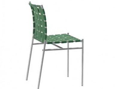 Chair with stainless steel frame and wicker seat Tagliatelle, Alias 
