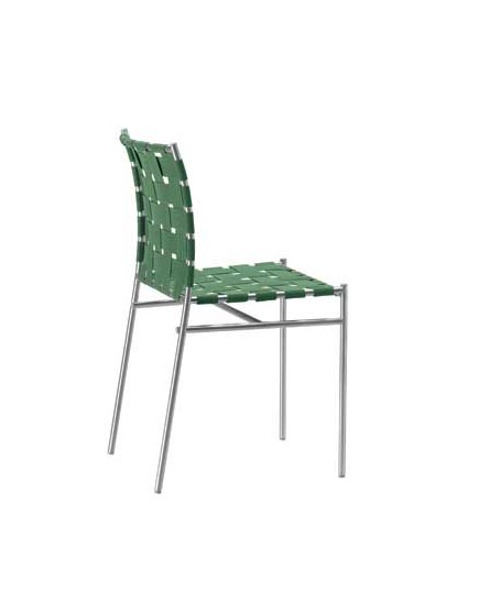 Chair with stainless steel frame and wicker seat Tagliatelle, Alias 