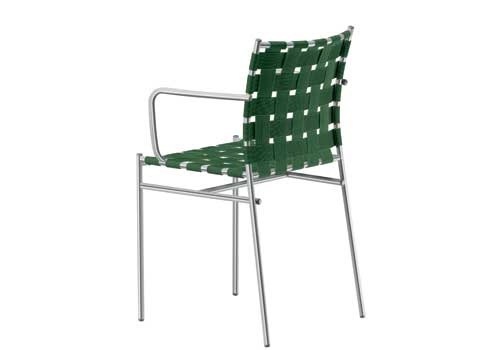 Chair with stainless steel frame and wicker seat Armrest Tagliatelle, Alias