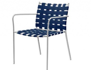 Chair with stainless steel frame and wicker seat Tagliatelle, Alias