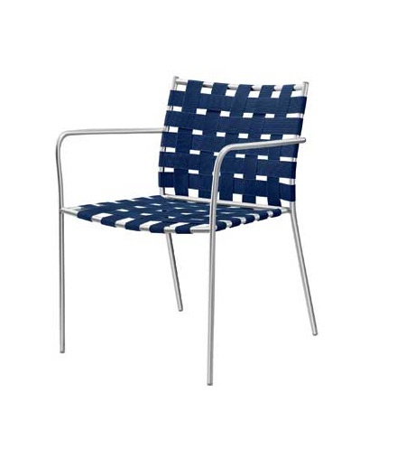 Chair with stainless steel frame and wicker seat Tagliatelle, Alias