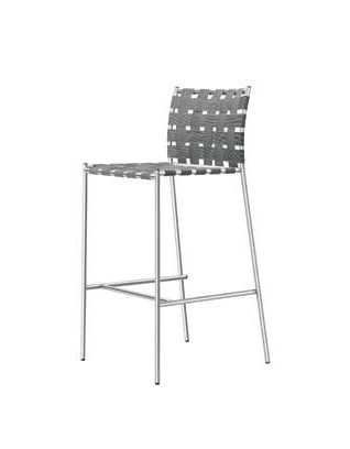 Bar chair with stainless steel frame and wicker seat Tagliatelle, Alias