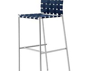 Bar chair with stainless steel frame and wicker seat Tagliatelle, Alias