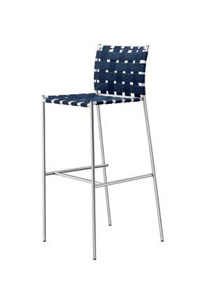 Bar chair with stainless steel frame and wicker seat Tagliatelle, Alias