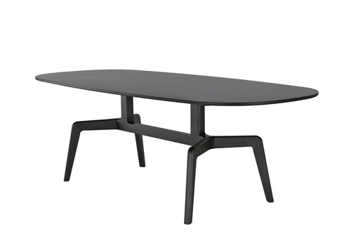 Table with frame of steel and wood and top made of plywood veneered Stabiles Oval, Alias