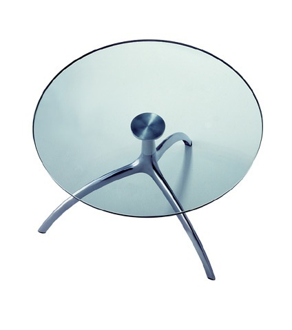 Coffee table with aluminium frame and glass table-top Tree, Alias