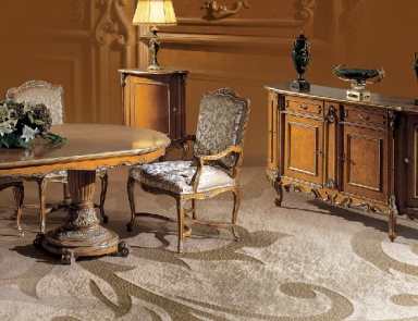 Armchair with body made of wood and upholstery of textile fabric Cignani, Angelo Cappellini